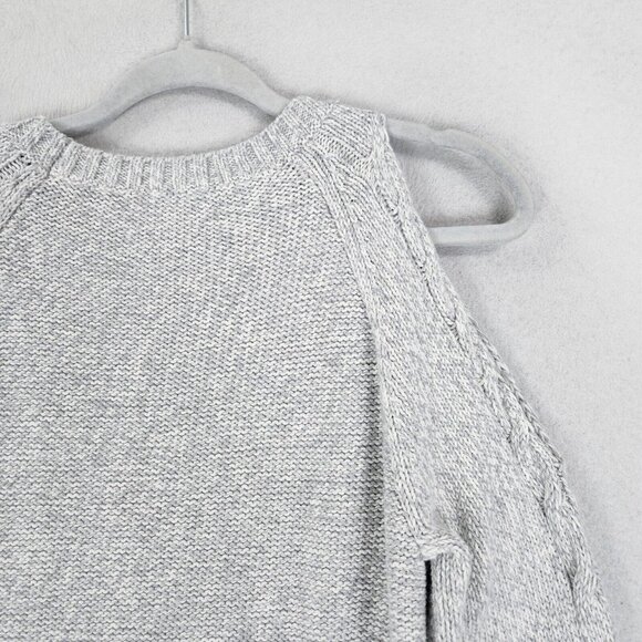 Ann Taylor LOFT Dress Womens Large Gray Cable Knit Cold Shoulder Sweater Knit - Picture 10 of 10